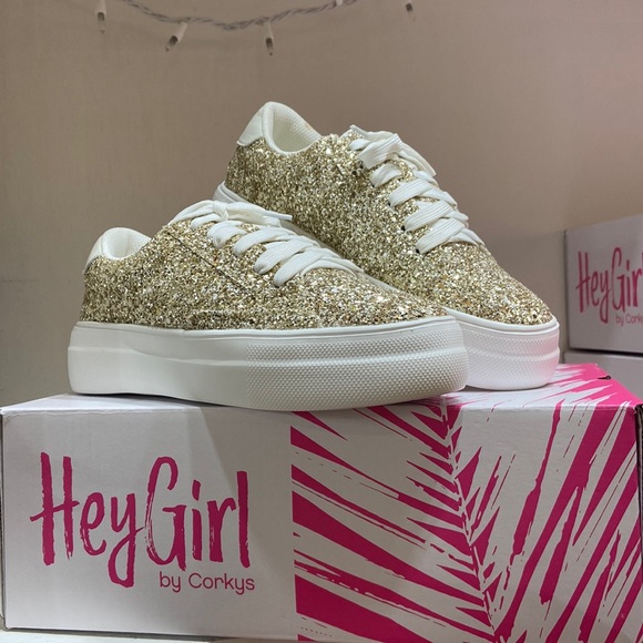 Corkys Shoes Corkys Gold Chunky Glitter Glaring Sneakers Poshmark